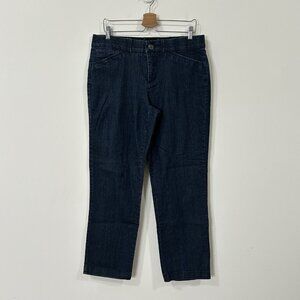 KHAKIS AND CO Dark Blue Stretch Pants Sz 10 Straight Leg Dressy Denim Look